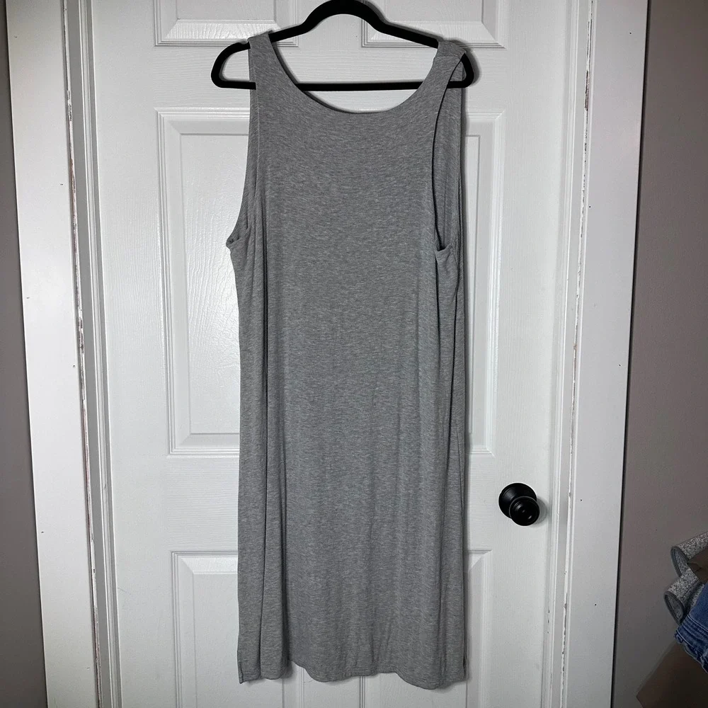 Cozy Earth Premium Bamboo Ribbed V-Neck Tank‎ Dress Sleeveless  Gray